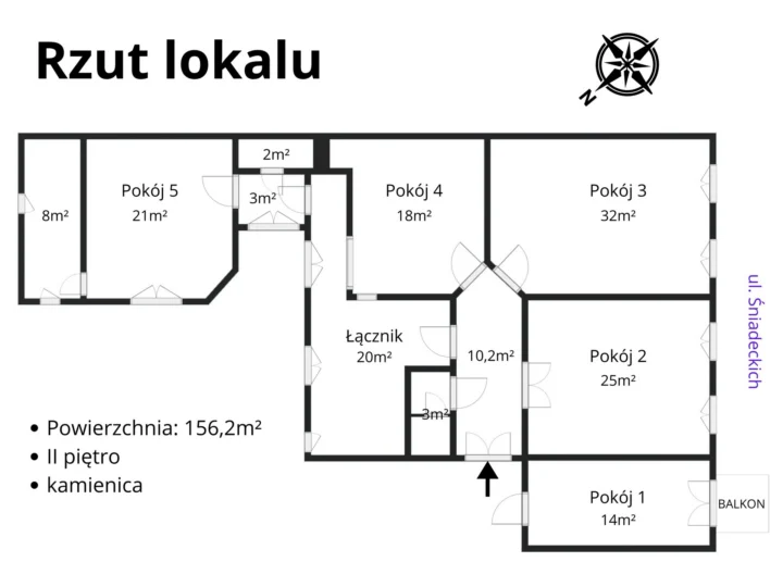 Plan Mieszkania 1 – Lokal usługowy / biurowy / mieszkanie - 156,2 m² | Bydgoszcz, Śródmieście