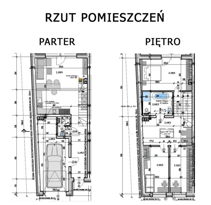 Plan Mieszkania 1 – Nowy dom w zabudowie szeregowej, osiedle Mokre